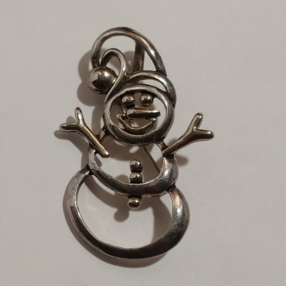 Snowman Brooch/Pin - Metal - Sturdy